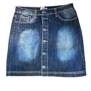 Earl Jean Denim Mini Skirt  Dark Wash Distressed Y2K Western 90's Hippie Size 4